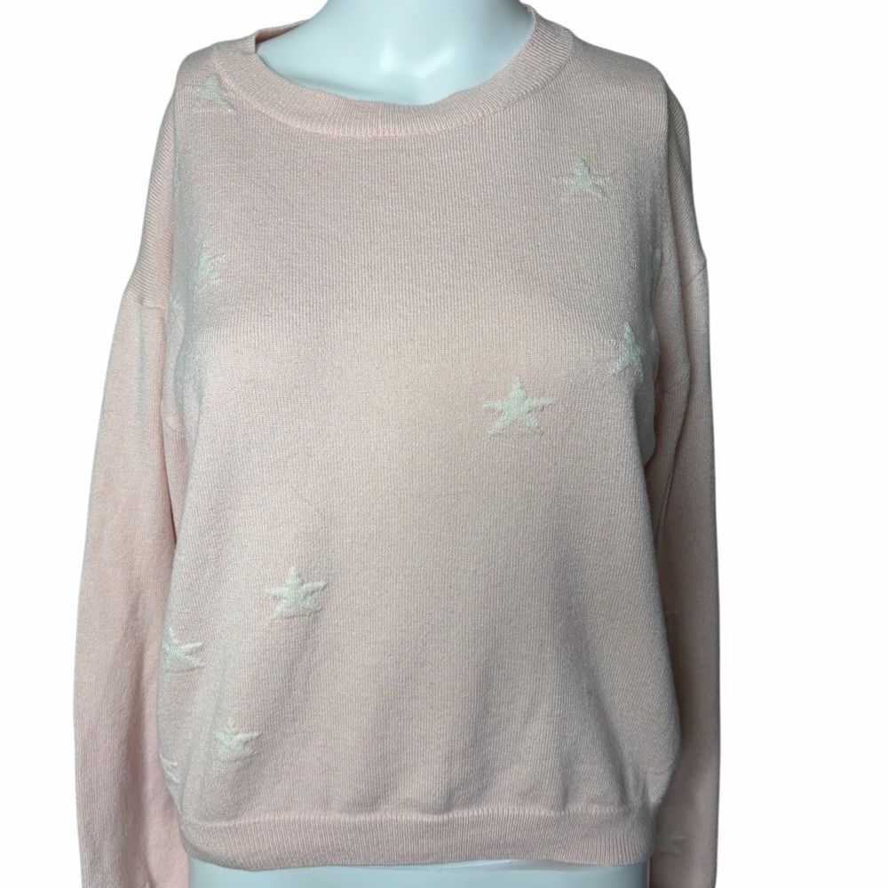 Cocobleu Pink Star Pattern Sweater Size Medium